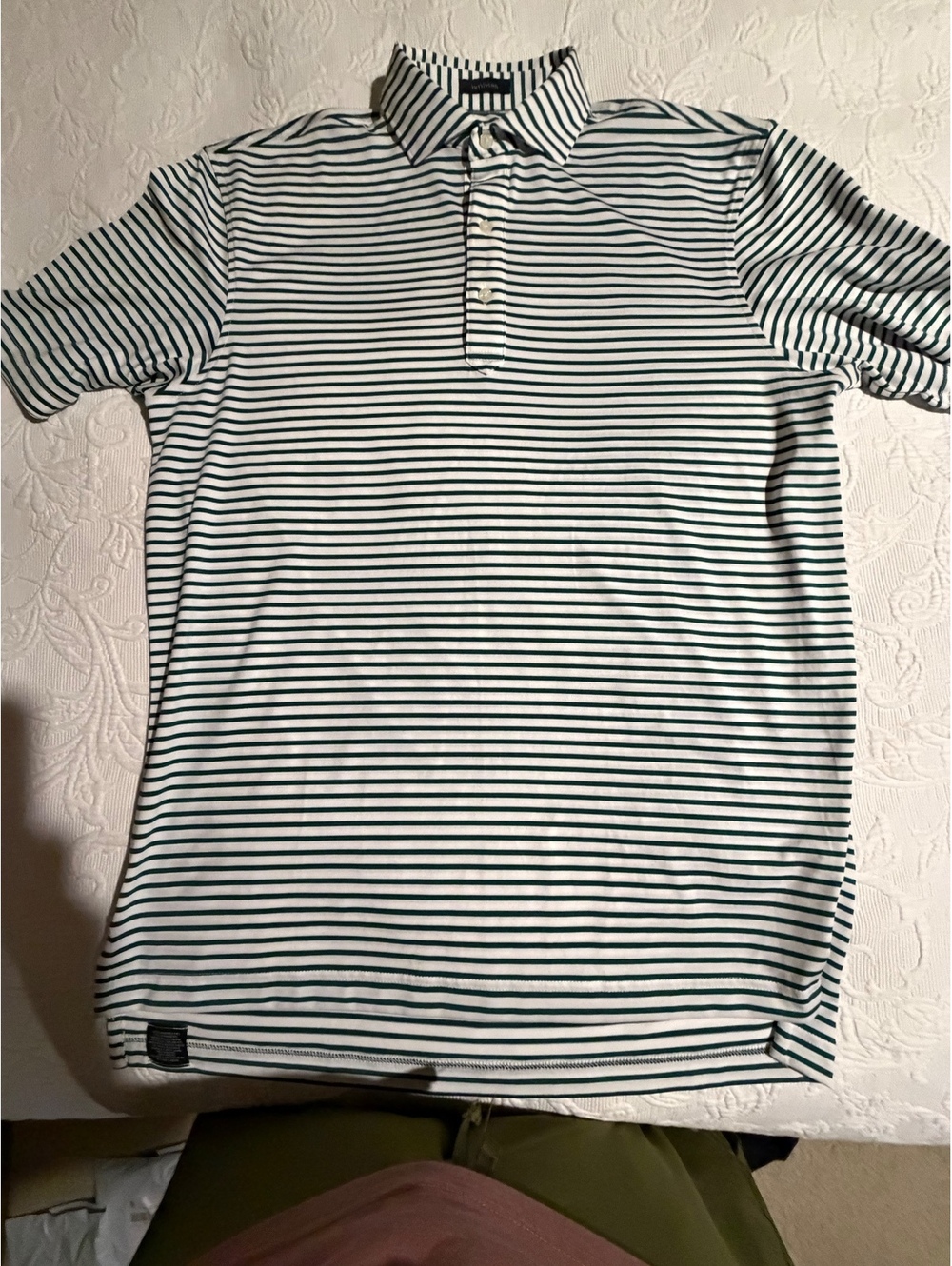 Turtleson Lakewood Cup Green and White Striped Polo Shirt, M